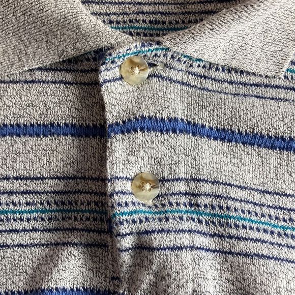 Mens Chereskin Knitted Large Gray & Blue Polo - Picture 8 of 8